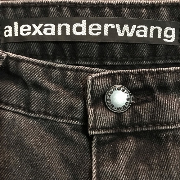 New Alexander Wang Bite High Rise Denim Shorts Rigid Black Jean Cut Off 28 - Picture 11 of 13